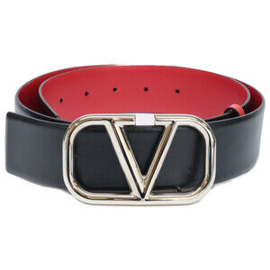 Valentino Garavani V Logo Buckle Reversible Leather Belt Size 80 32(F) Silver...